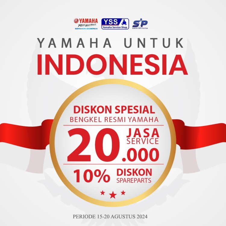 Merdeka! Diskon Servis Yamaha dan Sparepart Sambut HUT RI Ke-79